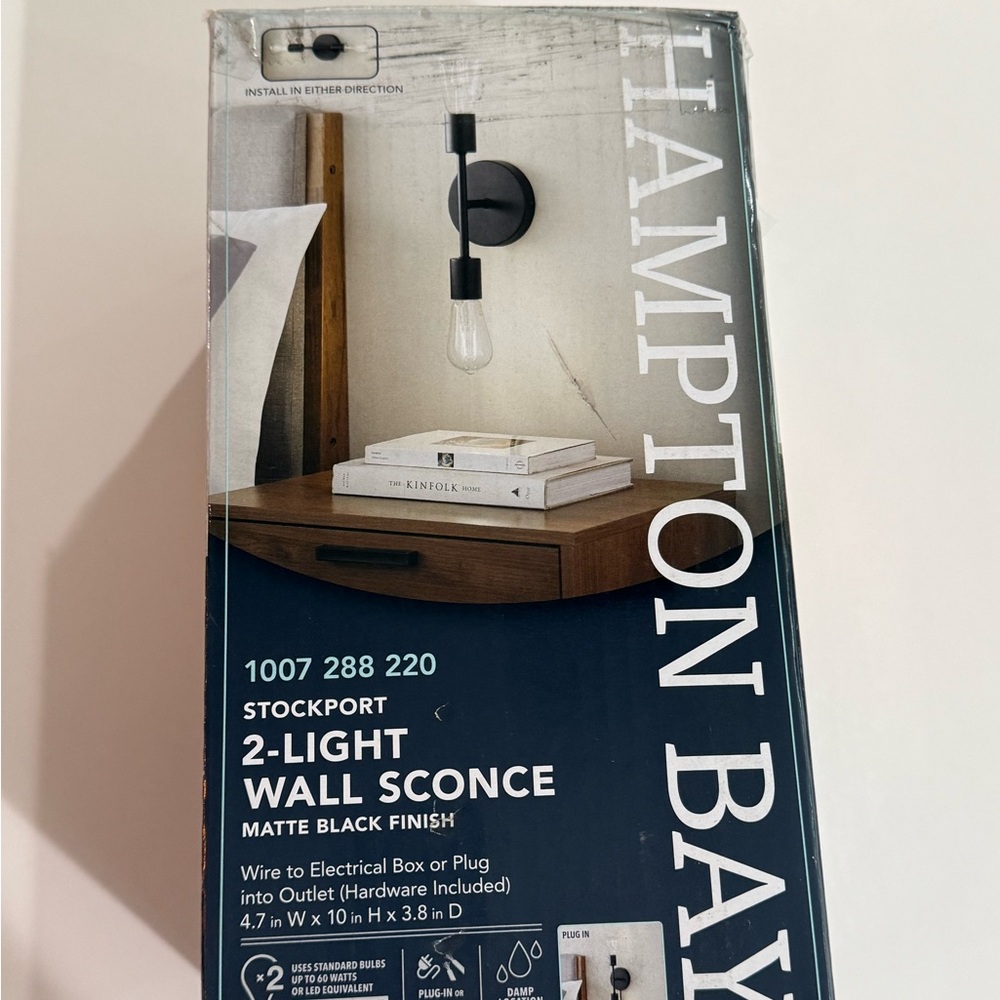2-Light Wall Sconce
Matte Black finish
Hampton Bay